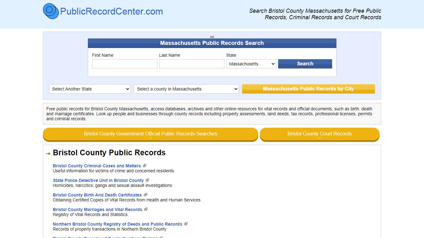 Bristol County Massachusetts Free Public Records - Court ...